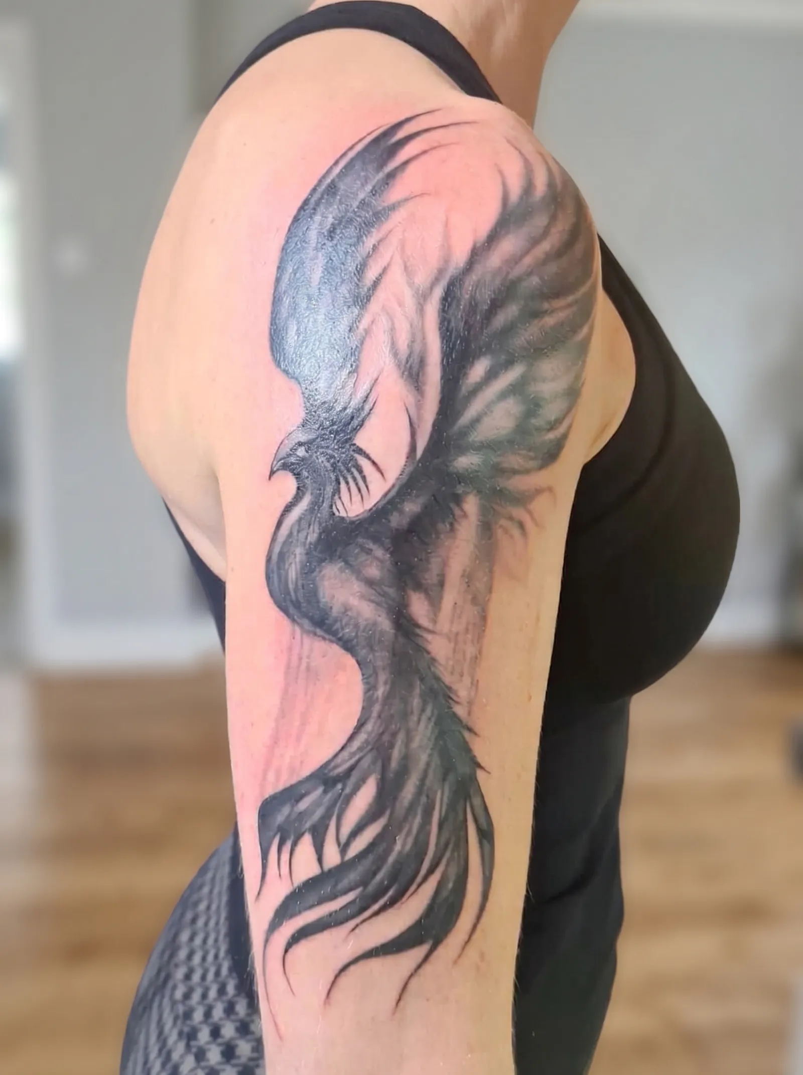 Phoenix tatuering i färg