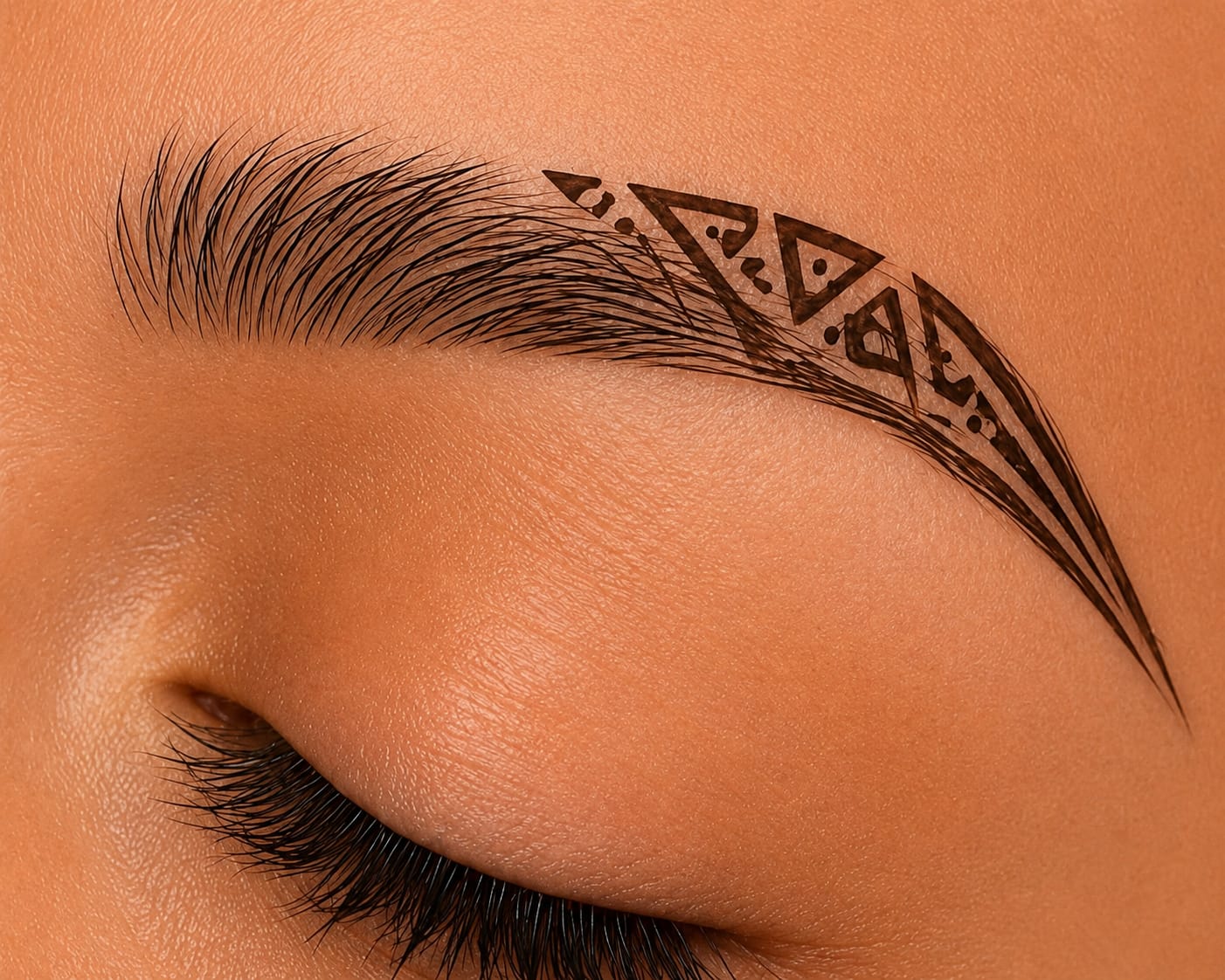 Close-up of eyebrow tattoo with natural result at Dark Tattoos Sweden
